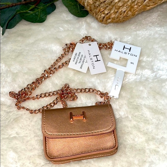 Halston Heritage Gold Mini Bag with Structured Design - Picture 1 of 5